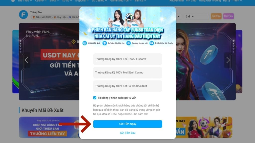 You can now log in and use basic features on FUN88 and deposit money
