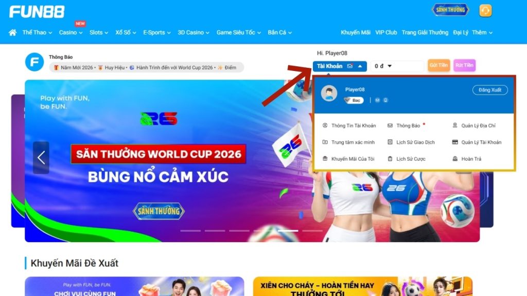 click on the "Account" section in the menu to proceed with verifying your personal information.